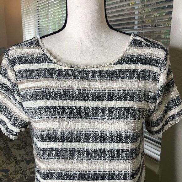 Zara
Basic Cream and Black Tweed Fringed Shift Dress - Picture 2 of 14